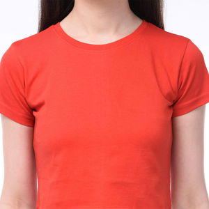 T-shirts personnalisés pour femmes, 100% coton, oversize, blanc uni, manches courtes, col rond, crop top, tenue tendance pour femmes - Product Image 3