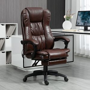 Executive Office Chair Ergonomic 6-Point Vibrating Massage Comfortable with Adjustable Height and <b>Footrest</b> Brown - Product Image 2
