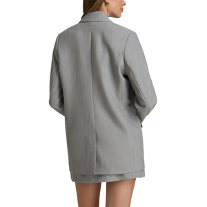 Classic Unisex Long Relaxed Fit Velour Solid Woven Blazer Single Button Anti-Wrinkle <b>Office</b> Formal Wear Women Business Style - Product Image 4