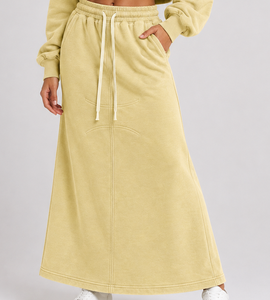 Oversized Cropped <b>Hoodie</b> and Long Length Maxi Custom Two-Piece Set Wholesale Premium Cotton <b>Fleece</b> Women's Casual Tracksuit OEM - Product Image 3