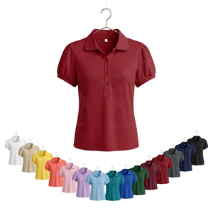 <b>Women's</b> Black Short Sleeve Polo Shirt Solid Color Knitted Casual <b>Top</b> Regular Length - Product Image 2