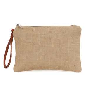 Bolsa de Cosméticos de Yute Natural de Gran Tamaño, Organizador de Maquillaje Ecológico para Viajes - Product Image 1