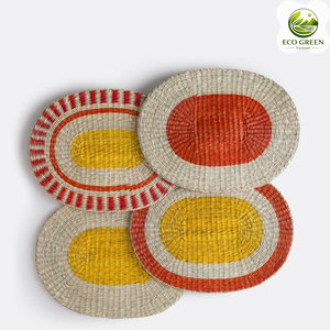 Assiette en jonc de mer faite à la main, plateau de service tressé naturel, vaisselle ronde écologique, décoration d'intérieur, logo personnalisé, fournisseur en gros - Product Image 6