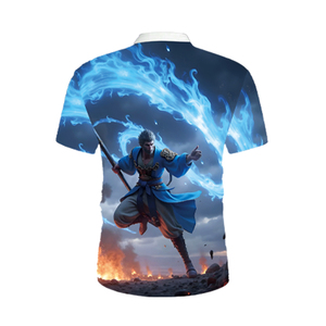 Polo Sublimado con Estampado 3D de Héroes Personalizado |   Camiseta gráfica de rendimiento con cierre de cremallera de un cuarto para hombre |   Polo Mítico Azul Eléctrico Transpirable - Product Image 4