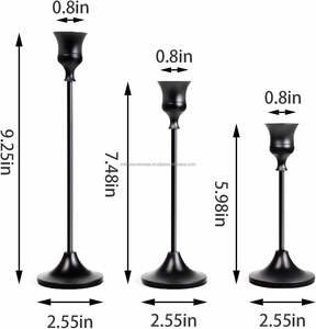 Ensemble de 3 bougeoirs en métal noir mat, bougeoirs décoratifs durables pour bougies coniques, décoration de la maison pour la Saint-Valentin - Product Image 2
