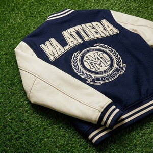 <b>Men</b> Navy Blue Letterman Jacket Wool Body <b>Leather</b> Sleeves Embroidered <b>Bomber</b> Jacket Custom OEM ODM Wholesale - Product Image 6