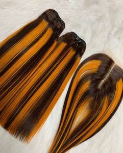Trame de cheveux Remy traités 100% cheveux humains Os droit Diverses couleurs attrayantes Standard d'exportation - Product Image 4