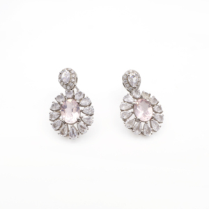 925 <b>Sterling</b> <b>Silver</b> Natural Rose Quartz Cute Wedding Anniversary Gift Pendant & <b>Earring</b> <b>Set</b> Rhodium Plated Fine Jewelry OEM ODM - Product Image 4