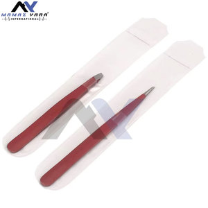 Pinzas para Extensión de Pestañas con Punta Roja, Instrumentos de Belleza de Acero Inoxidable, Pinzas para Extensión de Pestañas de Marca Privada, Juego de 2 Piezas - Product Image 4