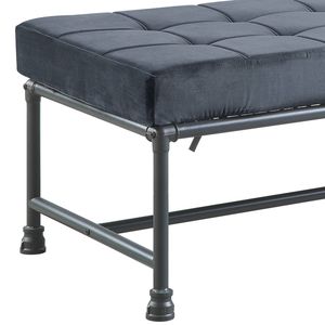 Tabouret et banc ottoman Brantley en velours gris et finition gris sable - Product Image 4