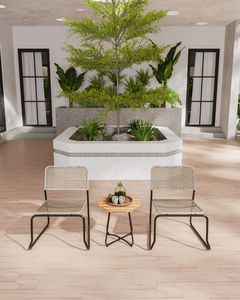 BeNK Contemporary Rattan Garden Set 2 Seater <b>Outdoor</b> Furniture Metal Frame Weather Resistant <b>Foldable</b> Eco-Friendly Acacia Wood - Product Image 1