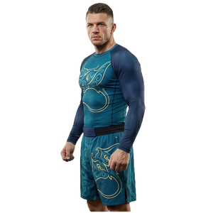 ชุดแรชการ์ด MMA สำหรับผู้ชาย เสื้อแขนยาวรัดรูป กางเกงขาสั้นสำหรับต่อสู้ ชุดแรชการ์ดและกางเกงขาสั้น พิมพ์ลายแบบ Sublimation - Product Image 3