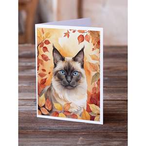 แมวเบอร์แมนแปลกๆในฤดูใบไม้ร่วงใบไม้ขนาด8 A7ขนาด5x7การ์ดเปล่าพร้อมซองจดหมายสำหรับทักทาย - Product Image 2
