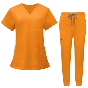 Comfortable Unisex Medical <b>Scrub</b> Uniform Set with V-Neck Short Sleeve <b>Scrub</b> <b>Top</b> and Pants Polyester/Cotton Needle Detection - Product Image 5