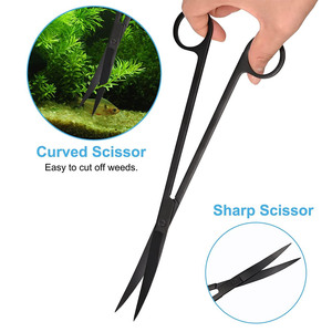 Juego de Herramientas de Acuarios de Acero Inoxidable Negro Mate Premium, Tijeras para Podar Plantas Vivas, Pinzas, Kit de Mantenimiento para Peceras - Product Image 4