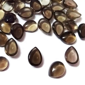 Cuarzo ahumado marrón natural, 7mm x 10mm, cabujones lisos de pera, venta al por mayor, piedras preciosas sueltas semipreciosas para la fabricación de joyas en línea Suppl - Product Image 1