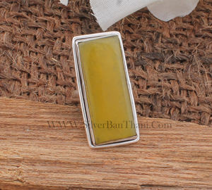 แหวนหยกเหลืองธรรมชาติทรงสี่เหลี่ยมผืนผ้า เงินแท้ 925 ประดับหยกทรงเหลี่ยมมรกต แหวนงานฝีมือสำหรับผู้หญิง ขายส่ง - Product Image 4