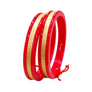 Handcrafted 22K Solid Gold Red Pola <b>Bangle</b> Set Traditional <b>Indian</b> Bridal Coral <b>Bangles</b> for Women Ethnic Gold Jewelry - Product Image 1