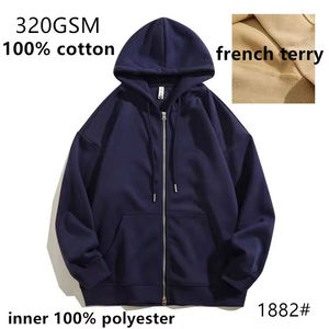 Custom 500 GSM Heavyweight Full Zip-Up Hoodie Manufacturer Oversized <b>Thick</b> Unisex Hooded Sweatshirt with Zipper - Product Image 2