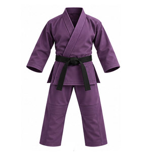 Uniforme de karaté en coton uni, vêtements d'école d'arts martiaux, haut à manches longues, pantalon assorti pour les séances d'entraînement - Product Image 1