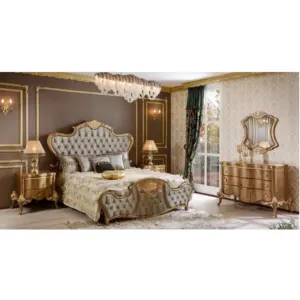 欧式特大床雕刻皇家法国优雅豪华卧室家具实木卧室套装高品质按摩