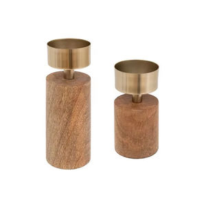 Porte-bougie en métal et bois, décoration artisanale de luxe pour la maison, centre de table rustique, cadeau pour salon, salle à manger, chambre. - Product Image 1