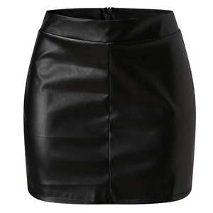 Women's <b>High</b> Waist Faux Leather Mini Pencil Skirt Solid Shiny With Pocket All Seasons Wear - Product Image 3