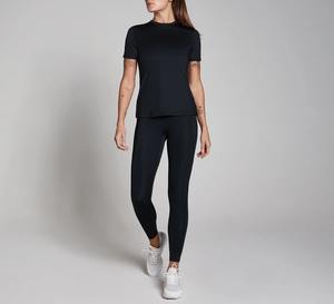 Camiseta personalizada con cuello en V para mujer – Top de punto informal de manga corta de color liso para verano - Product Image 4