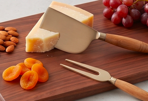 Juego de cuchillos para cortar queso de acero inoxidable con mangos de madera, perfectos para uso en restaurantes y accesorios de cocina, juego de 3 - Product Image 6