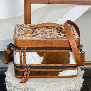 Nouveau gros usiné à la main en cuir de vache Double Decker étuis à bijoux pour femmes bandoulière sangle voyage bijoux stockage organisateur boîte - Product Image 2