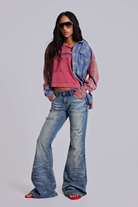 Jean déchiré unisexe en denim chromé de haute qualité, coupe droite, style streetwear vintage bleu délavé, pour homme - Product Image 6