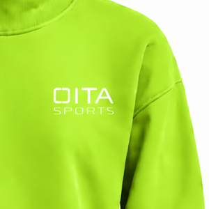 Lime Green <b>Women</b> Mock Neck Sweatshirt <b>Long</b> Sleeve Oversized Pullover Fleece High Collar Casual Winter Streetwear Fashion <b>Jumper</b> - Product Image 5