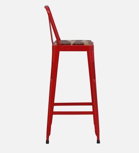 Raglan PU Leather <b>Adjustable</b> <b>Bar</b> <b>Stool</b> Red Color Modern Industrial Counter Height Kitchen Furniture Powder Coated Steel - Product Image 3
