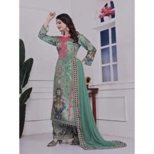 Ensemble de costume fantaisie pour femmes avec un magnifique imprimé numérique et un véritable travail manuel en miroir - Product Image 6