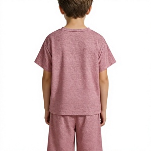 Boys Pink Tropical Print Sweatshirt and Shorts Set Casual Jersey Fabric Outfit with Custom Logo and Customize Brand - Product Image 2