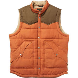 Rugged Western Yoke Puffer Vest Breathable Canvas Teal Tan Zipper Closure Quilted Padded Mens Sleeveless Outerwear Jackets <b>Coat</b> - Product Image 5
