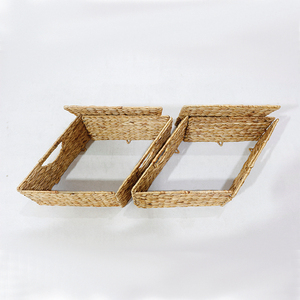 <b>Square</b> Water Hyacinth Eco-Friendly <b>Storage</b> <b>Basket</b> with Handles Rustic Multi-Purpose Organizer - Product Image 6