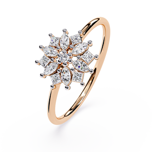 แหวนเพชรทรงมาร์คีส์ ทรงปรินเซส ทรงกลม ดีไซน์ดอกไม้ ทองคำแท้ 14k สำหรับผู้หญิง เหมาะสำหรับเป็นของขวัญ งานหมั้น วันครบรอบแต่งงาน - Product Image 5