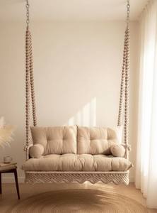 <b>Macrame</b> <b>Hanging</b> <b>Chair</b> with Cushion – Handmade Natural Boho Swing <b>Chair</b> for Indoor & Balcony Decor - Product Image 3