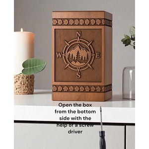 Urna Funeraria de Madera Hecha a Mano: Grabado de Brújula y Montaña, Recuerdo Conmemorativo Personalizado por AYAANS - Product Image 6