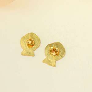 Luxury Anokhi Fish Motif <b>Huggie</b> Earrings Gold Plated Handmade Designer Jewelry for Women Gift - Product Image 3