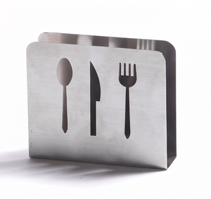Porte-serviettes moderne en métal avec découpes pour cuillères, couteaux et fourchettes, idéal pour la cuisine, la salle à manger et les restaurants - Product Image 1