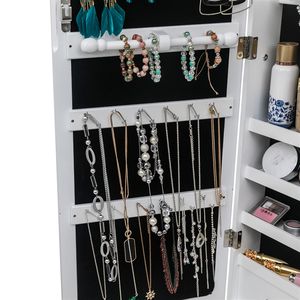 Armadietto a Specchio Bianco XH Regolabile, 4 Ripiani in Legno, Specchio Interno Completo, 2 Cassetti, Organizzatore per Gioielli - Product Image 4