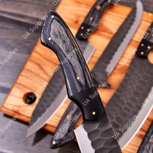 Couteau de chef en acier inoxydable 12C27 forgé à la main, lame ultra-affûtée, manches en bois noir, sac en cuir pour barbecue et camping - Product Image 4