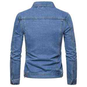 High Quality Men's Slim Winter <b>Denim</b> <b>Jacket</b> Coated Streetwear <b>Custom</b> Made Size Eco-Friendly Breathable Windproof Quick Dry Stand - Product Image 4