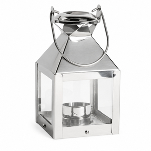 Modern Stainless Steel <b>Lantern</b> Luxury <b>Silver</b> Square Decorative Candle <b>Lantern</b> Hanging Metal Candle Holder for Wedding Party - Product Image 1