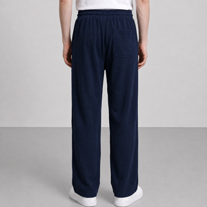 Pantalon de survêtement pour homme bleu marine en polyester/coton, cordon élastique, décontracté, poches latérales, tendance, sur mesure, vente en gros - Product Image 2