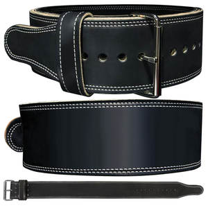 Cinturón de levantamiento de pesas de cuero resistente de doble punta de 10 mm y 13 mm, cinturón de soporte lumbar para gimnasio, para hombres y mujeres - Product Image 1