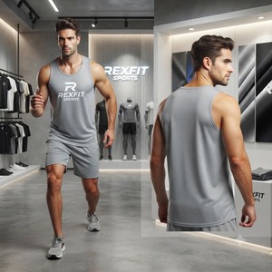 REXFITSPORTS 2026 Camiseta Deportiva Personalizada para Hombre, Camiseta sin Mangas Transpirable para Gimnasio, Chaleco de Entrenamiento Físico de Marca Privada - Product Image 5