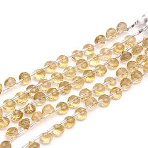 Perles de pierres précieuses en quartz citron naturel facettées en forme d'oignon et de goutte d'eau pour la fabrication de bijoux, 7-9 mm, 8 pouces, vente en gros, perles en vrac - Product Image 2